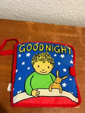 Jellycat GoodNight Soft crinkle Fabric Baby Book - Blue, Red, Green